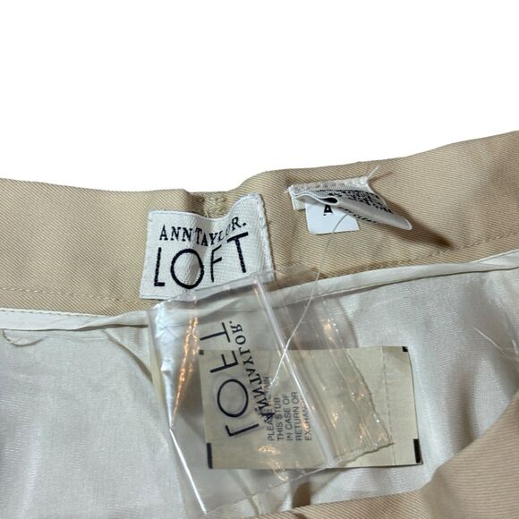 Ann Taylor Loft Khaki Dress Pants Tan Wool Mid Rise Ankle Cropped Woman's 14 NWT - Picture 3 of 5